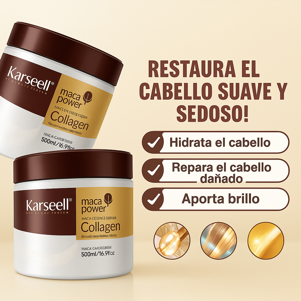 Mascarilla Capilar Karseell con Colágeno y Maca – Hidratación y Reparación Profunda