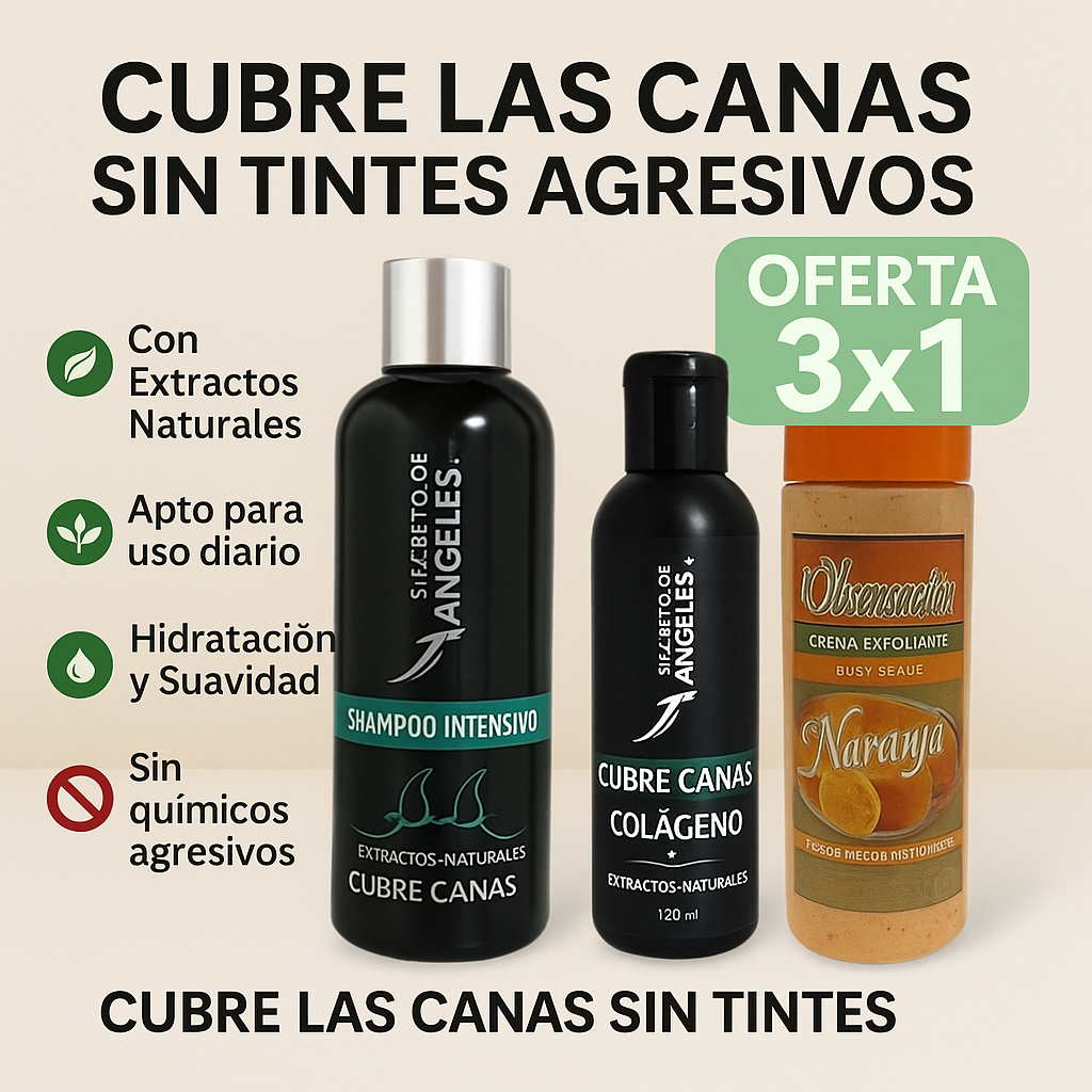 CUBRE CANAS®: SHAMPOO NATURAL PREMIUM + TRATAMIENTO Y OBSEQUIO🎁