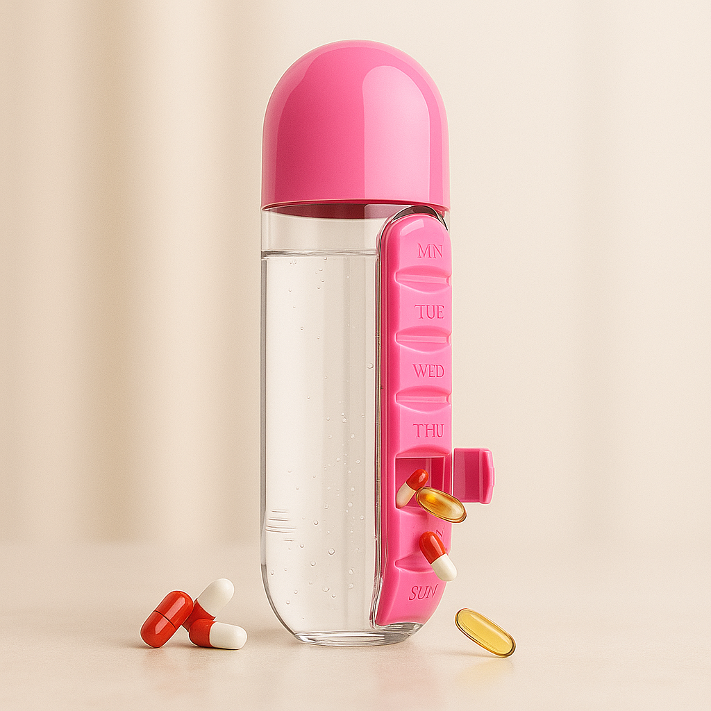 Termo pastillero 2 en 1: Hidratación y organización en un solo lugar 💊