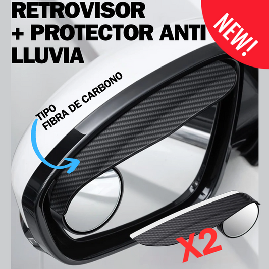 🚘Espejos 2 piezas Antipunto Ciego + Visera Antilluvia – Maneja más seguro en cualquier clima🌟