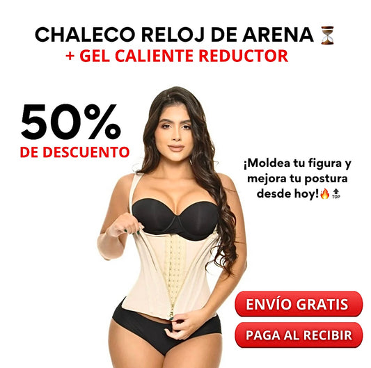 🔥🔝Chaleco Reloj de Arena + Gel Reductor⏳ – Efecto Lipo Visual y Estilo al Instante✨