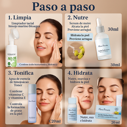 Skin care ALMA BEAUTY – Ácido Hialurónico, reafirmante antiarrugas  antioxidante blanqueador, relajante facial