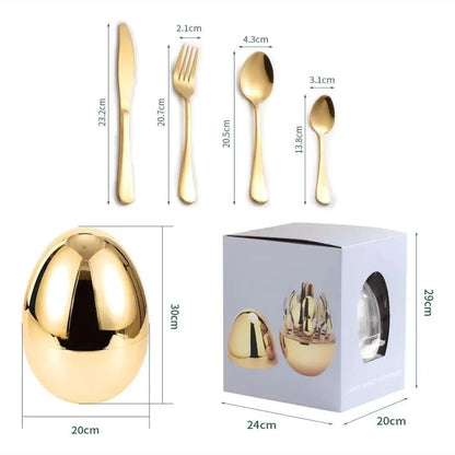 Set Cubiertos De 24 Piezas + Estu Huevo