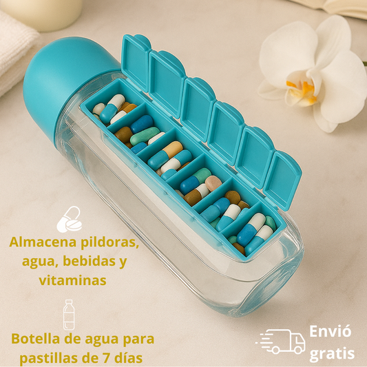 Termo pastillero 2 en 1: Hidratación y organización en un solo lugar 💊