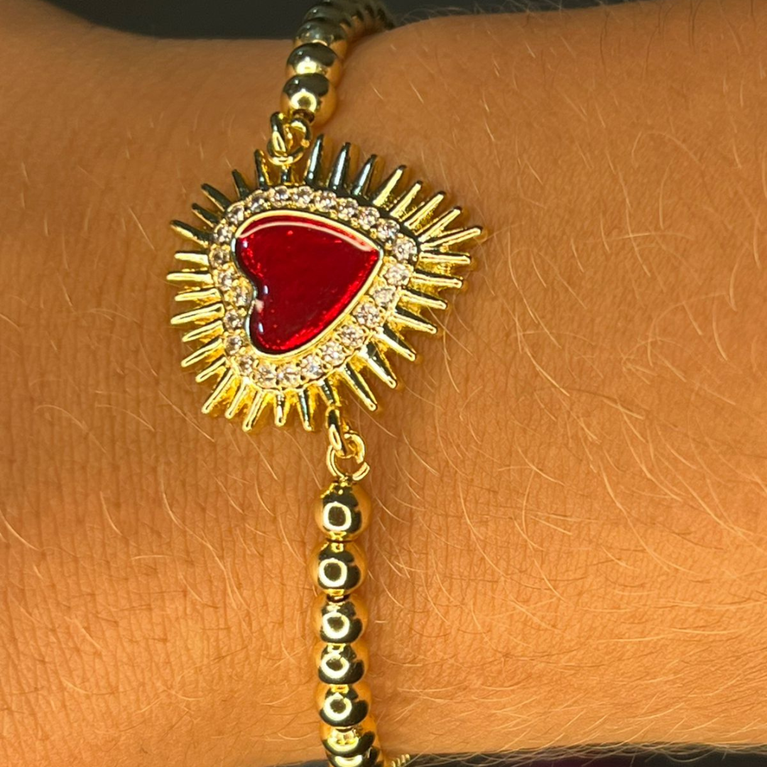 Aura de Amor – Set de Collar y Pulsera con corazón en rodio bañado en oro