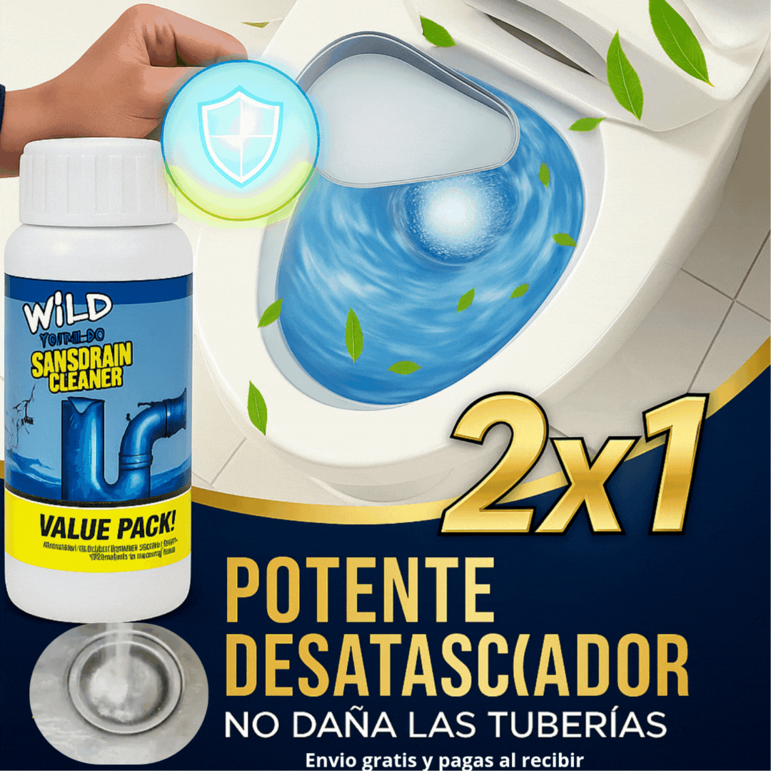 WildTornado©-Polvo destapador y limpiador  de cañerias paga 1 y lleva 2