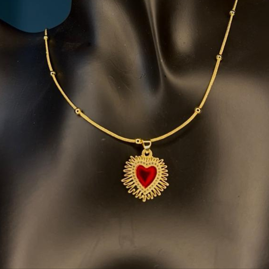 Aura de Amor – Set de Collar y Pulsera con corazón en rodio bañado en oro