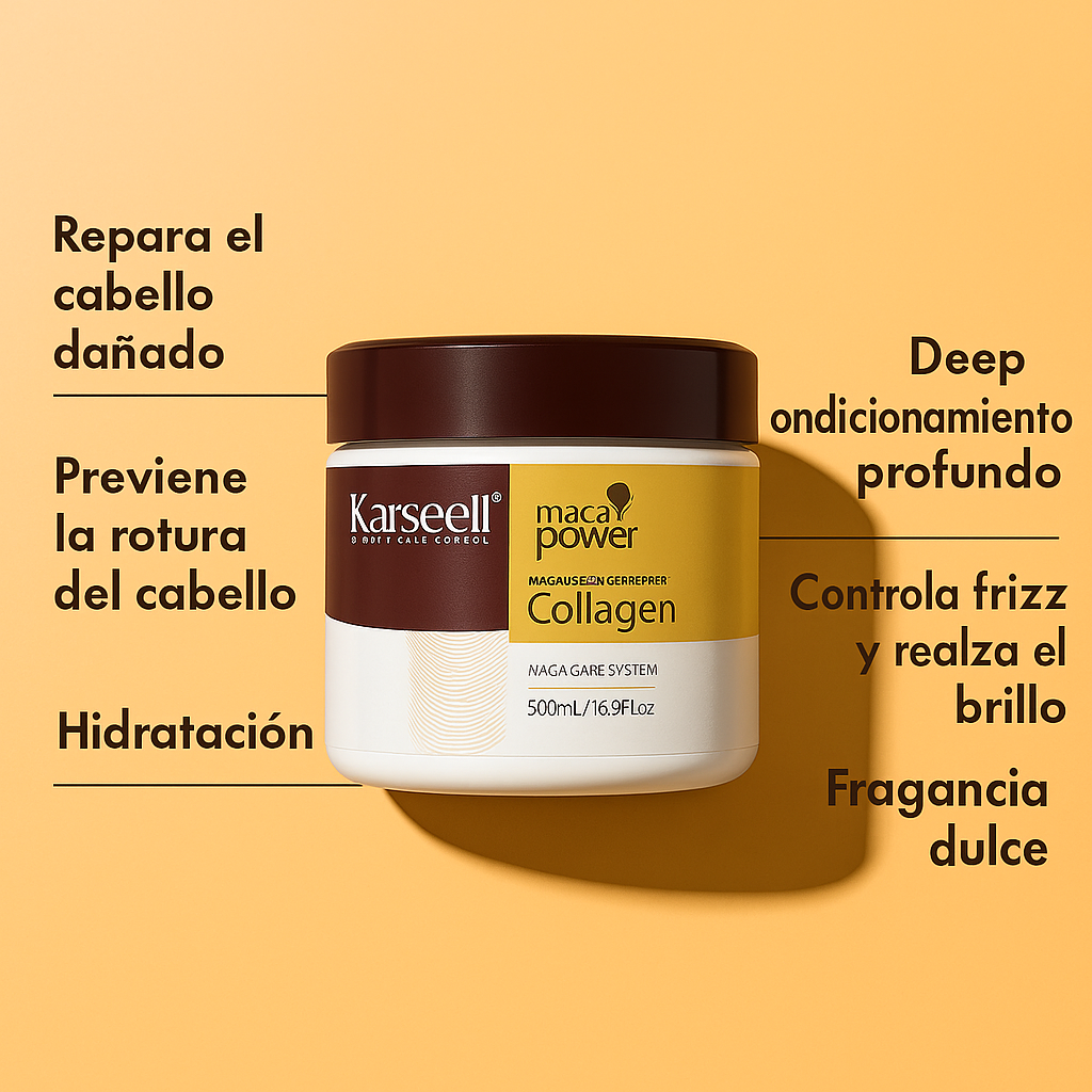 Mascarilla Capilar Karseell con Colágeno y Maca – Hidratación y Reparación Profunda
