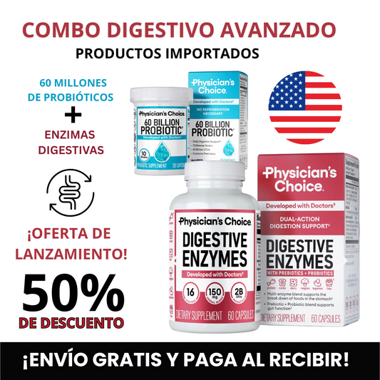 ¡Adiós a la pesadez! Combo digestivo avanzado con enzimas + probióticos Americanos🌟