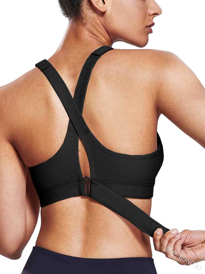 🌟Top deportivo ajustable con cremallera: Soporte potente, estilo urbano, máxima comodidad
