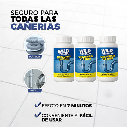 WildTornado©-Polvo destapador y limpiador  de cañerias paga 1 y lleva 2
