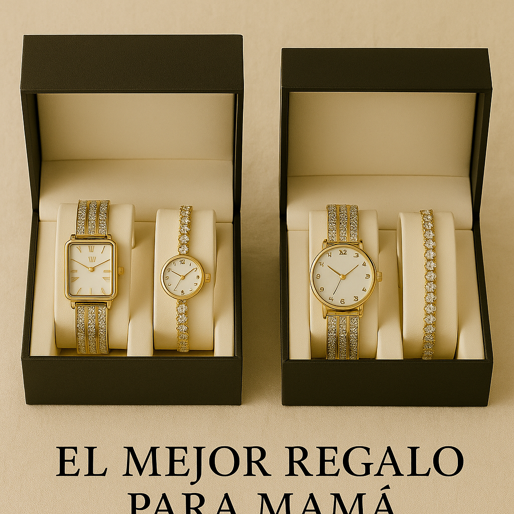 El Regalo que Hará Brillar a Mamá: Kit de Reloj Luxur+ brazalete con Caja de Lujo🎁
